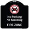 Signmission Designer Series-No Parking Or Standing Fire Zone With Graphic, 18" x 18", BW-1818-9958 A-DES-BW-1818-9958 - alternate 1